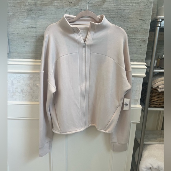 NWT new XL Anthropologie Varley Tahay Zip Through mid layer jacket silver cream - Picture 5 of 16